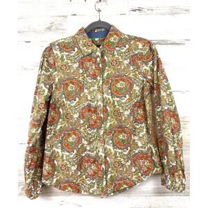 Talbots Womens 8 Petite Multicolor Lightweight Button Up Long Sleeve Shirt